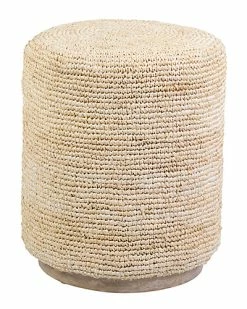 East At Main Gabrielle Rafia Round Ottoman Home