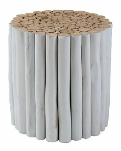 East At Main Katherine Teak Accent Table In White Home