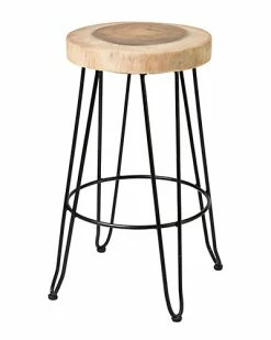 East At Main Set Of 2 Mapleton Teak Barstool Home