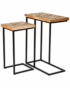 East At Main Set Of 2 Porcia Coconut Shell Accent Tables Home
