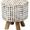 East At Main Dalton White Coconut Shell Inlay Stool Home