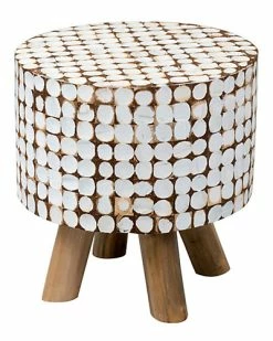 East At Main Dalton White Coconut Shell Inlay Stool Home