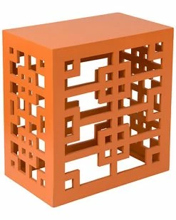 East At Main Garner Orange Wooden Square Accent Table Home