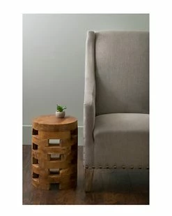 East At Main Hixson Brown Teakwood Round Accent Table Home -East at Main Sales Store 3050224756 RLLD 2