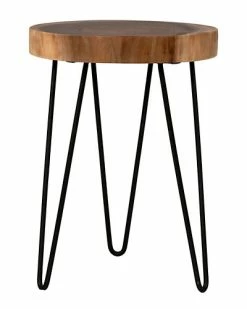 East At Main Laredo Brown Teakwood Round Accent Table Home