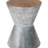 East At Main Lupton Silver Teakwood Round Accent Table Home