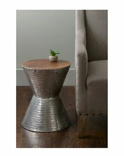 East At Main Lupton Silver Teakwood Round Accent Table Home -East at Main Sales Store 3050224768 RLLD 2