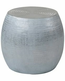 East At Main Melrose Silver Aluminum Round Accent Table Home