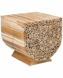 East At Main Menlo Brown Teakwood U-Shaped Accent Table Home