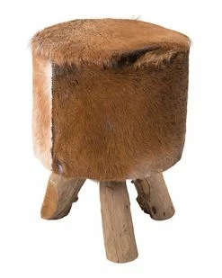 East At Main Nellie Brown Natural Hide Stool Home