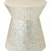 East At Main Rossville Off-White Wood And Capiz Round Accent Table Home