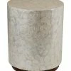 East At Main Sable Off-White Wood And Capiz Round Accent Table Home