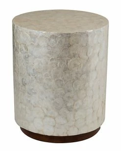 East At Main Sable Off-White Wood And Capiz Round Accent Table Home