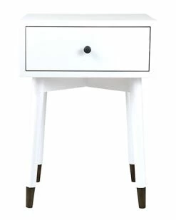 East At Main Weeks White Acacia Wood Square Accent Table Home