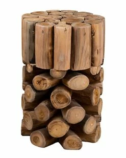 East At Main Hansell Round Teakwood Accent Table Home