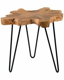 East At Main Lovilla Round Teakwood Accent Table Home