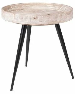 East At Main Trey Round Wood & Iron Accent Table Home