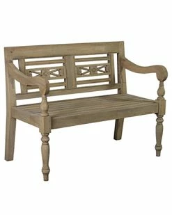 East At Main Promenade Carved Wooden Bench Home