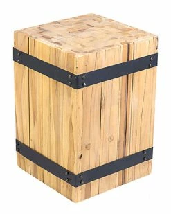 East At Main Industrial Teak Accent Table Home