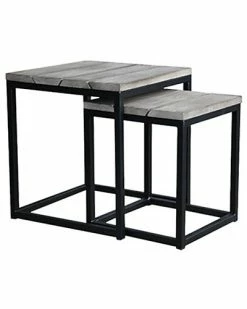 East At Main Set Of 2 Coralie Teak Side Table Home